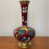 Vase soliflore émaux Longwy ancien