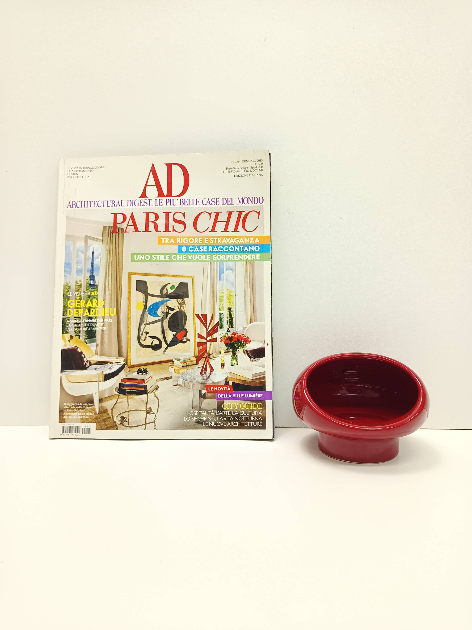 Vintage Spheric Red Glazed Ceramic Ashtray by Gabbianelli, Italy