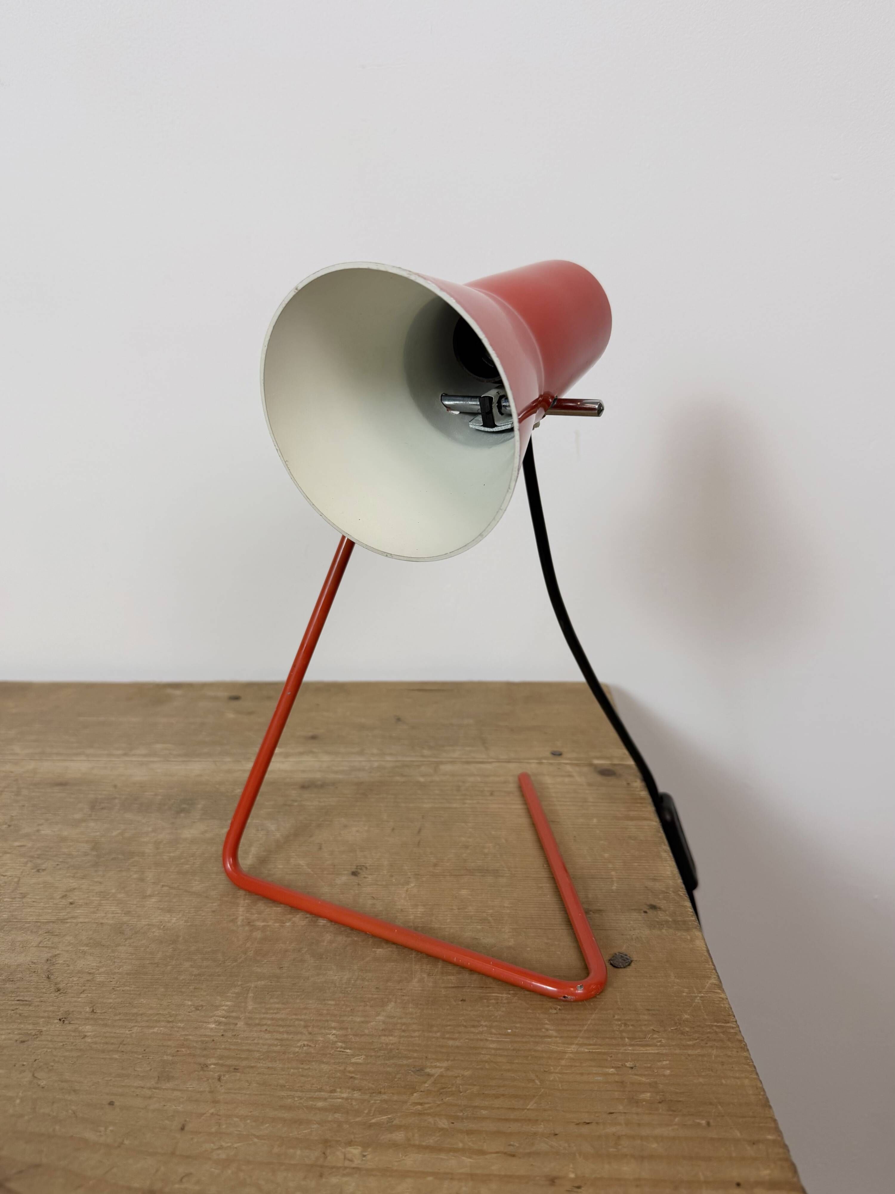 Vintage Red Table Lamp by Josef Hurka for Drupol, 1960s