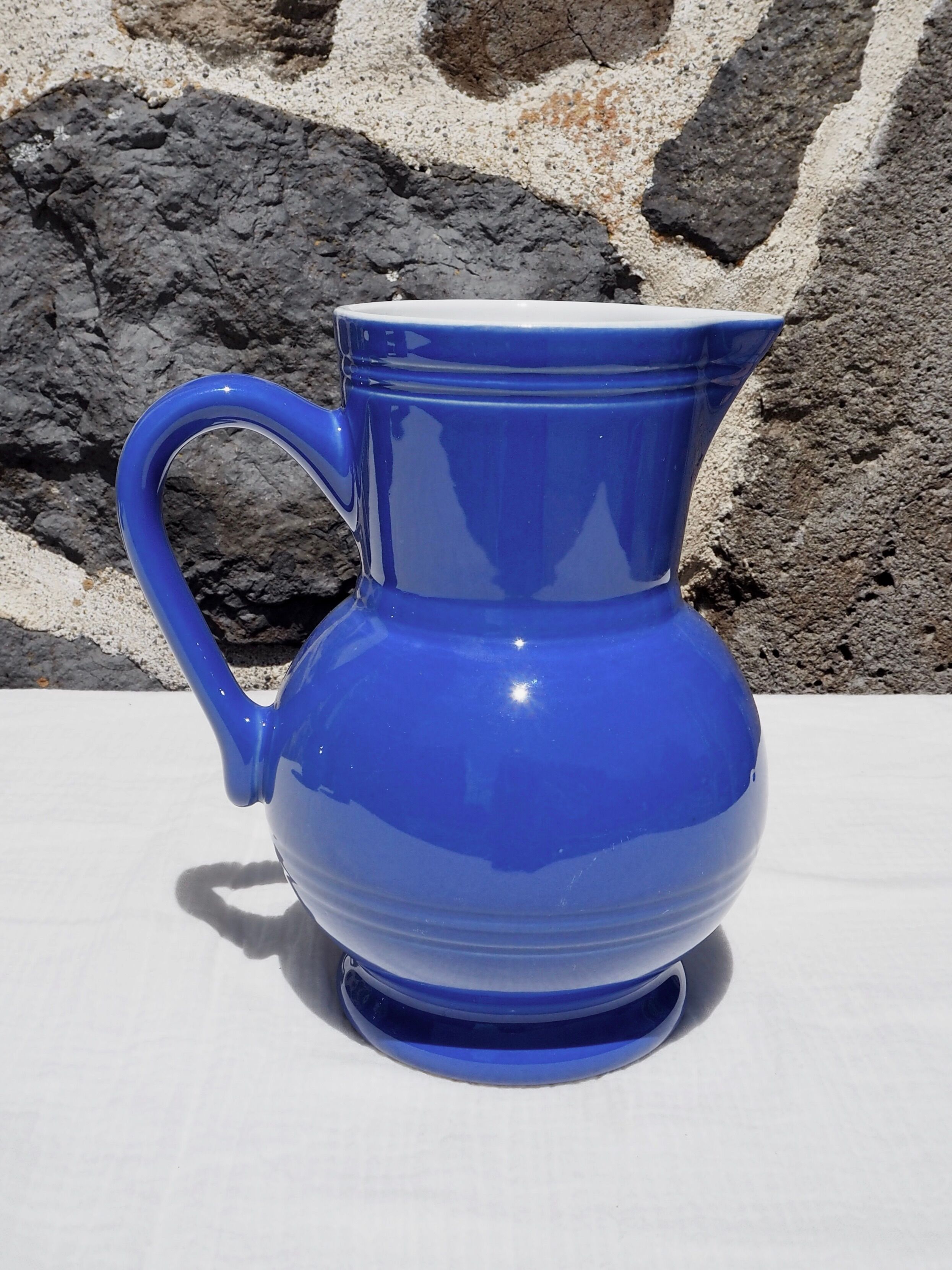 Blue ceramic pitcher Emile Henry