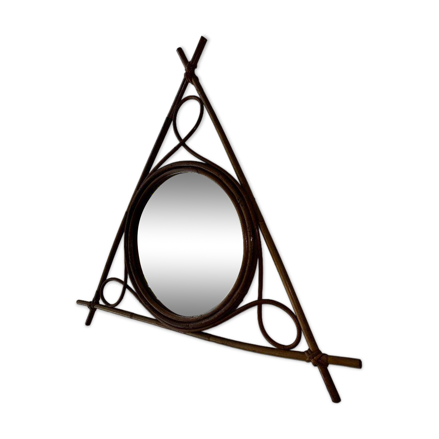 Vintage bamboo and rattan mirror – 1950s