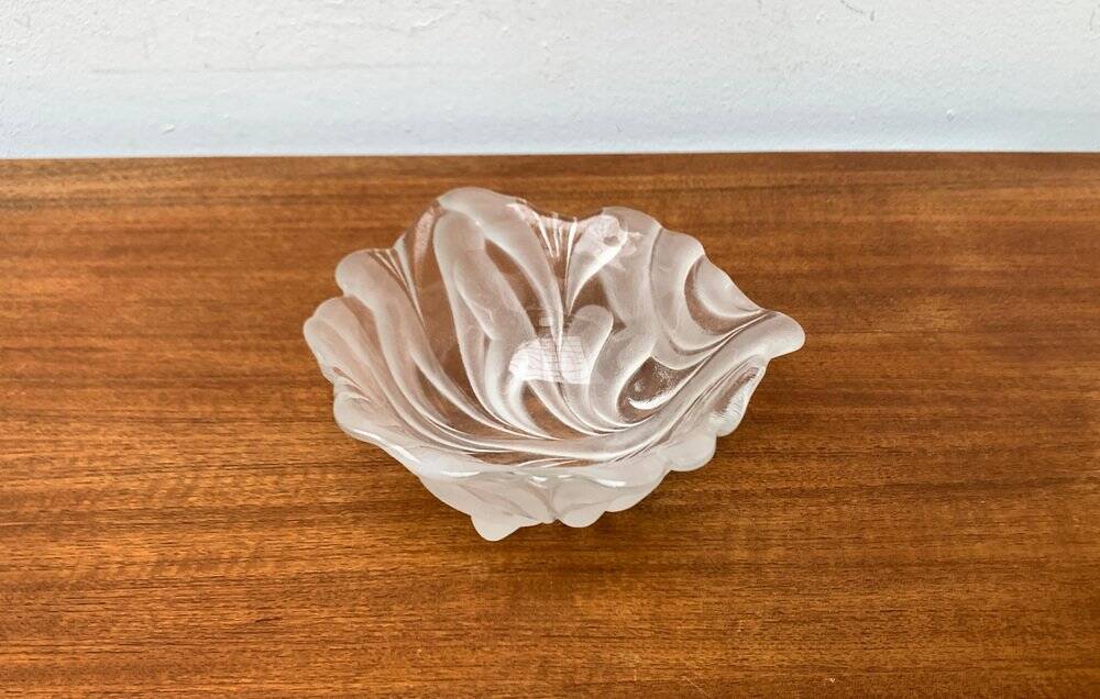 Vintage heavy floral glass bowl from Walther Glas, 1970s.