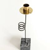 Set of 3 candlesticks | IKEA “Kräsen” from the 1980s | Steel, Brass, Granite