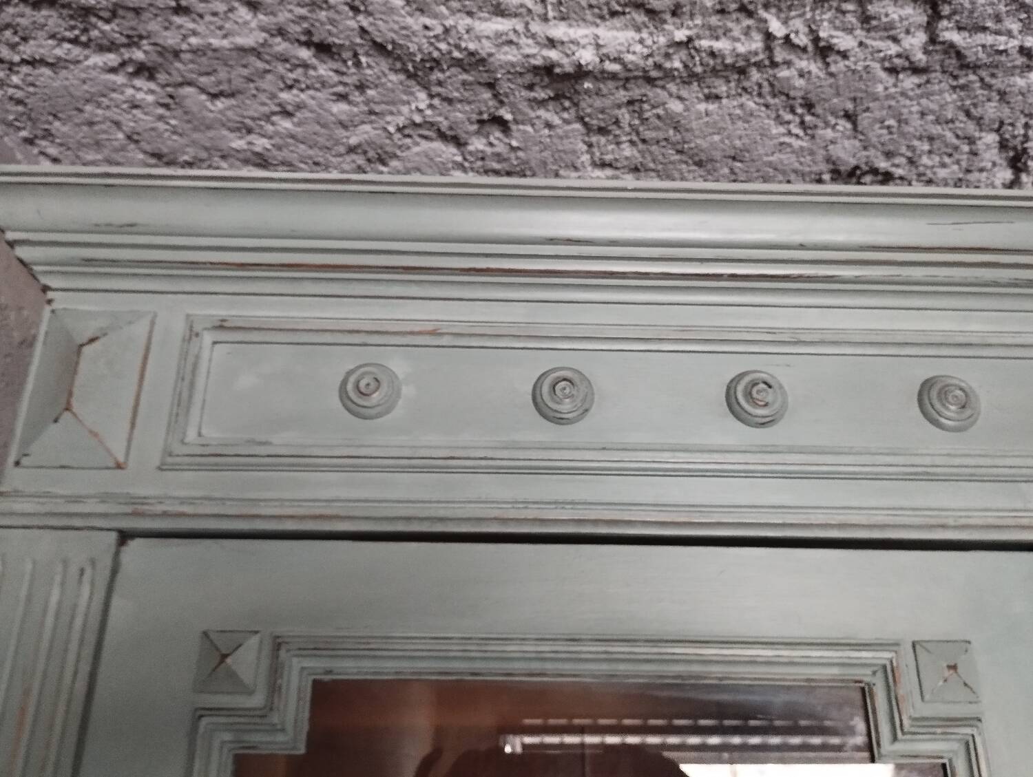 Old 2-door bookcase with chalk paint blue patina