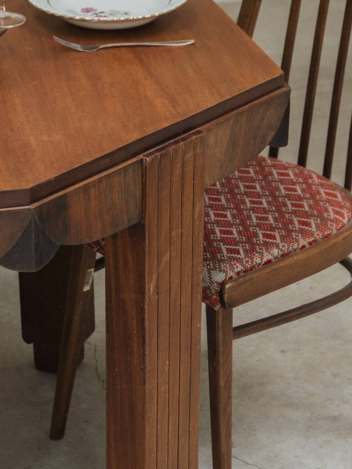 Solid wood octagonal dining table, Art Deco, France.
