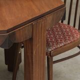 Solid wood octagonal dining table, Art Deco, France.