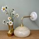 Vintage angled wall lamp with pale yellow opaline shade