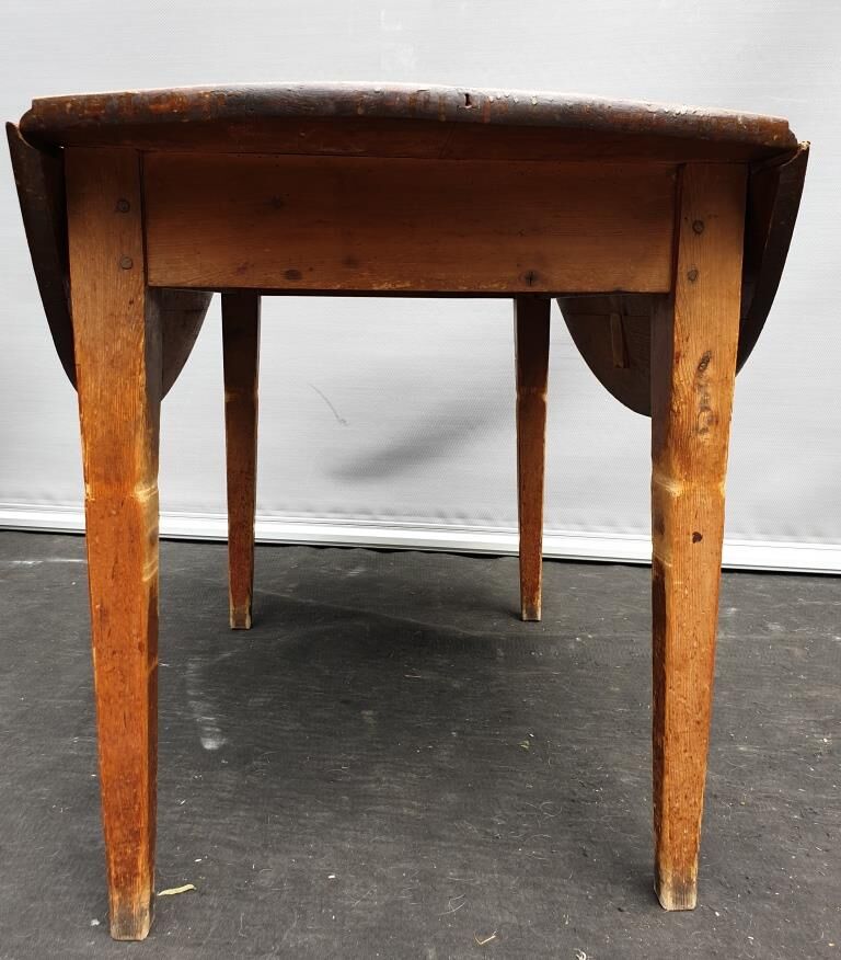 Table pitchpin miel à 2 volets guéridon bistrot vintage