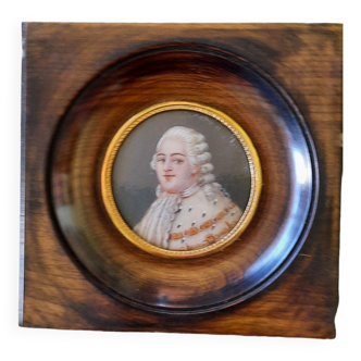 Tableau médaillon, peinture miniature, portrait Louis XVI