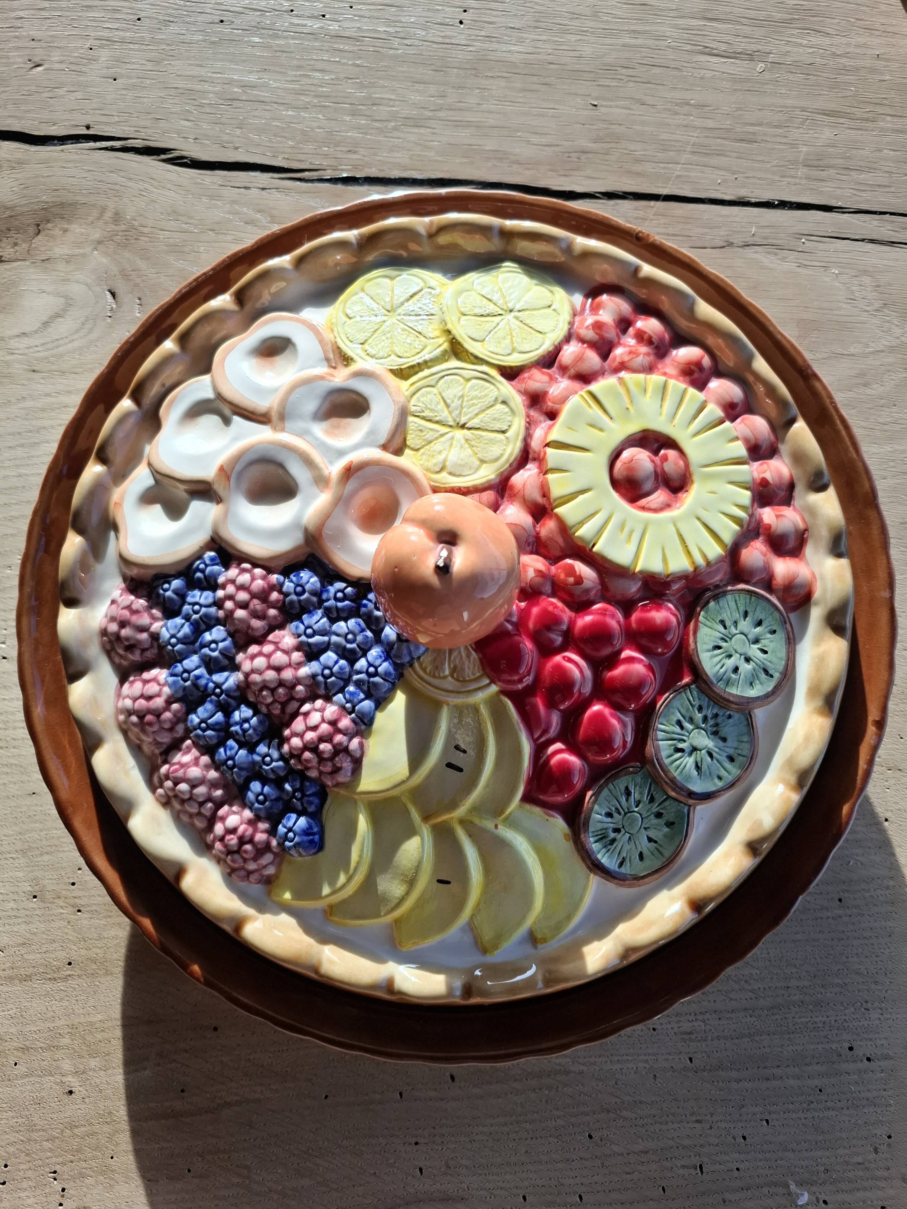 Silea pie dish in earthenware - Multi-fruit patterns