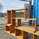 Vintage library and staircase shelf in solid pine - 1980s