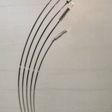 Midcentury Italian Arched Floor Lamp 5 Lights Chrome Metal and Lucite, 1960