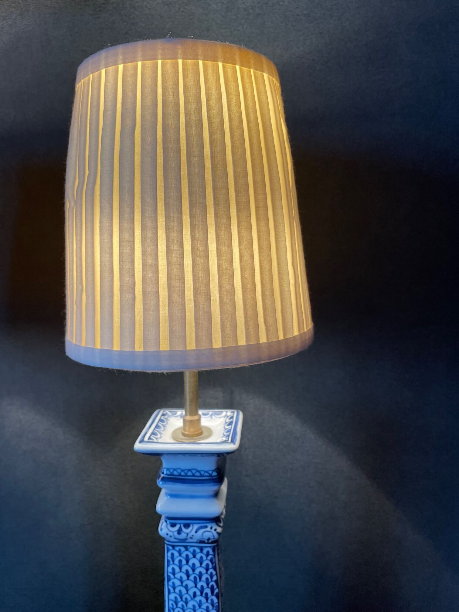 Pair of blue porcelain bedside lamps