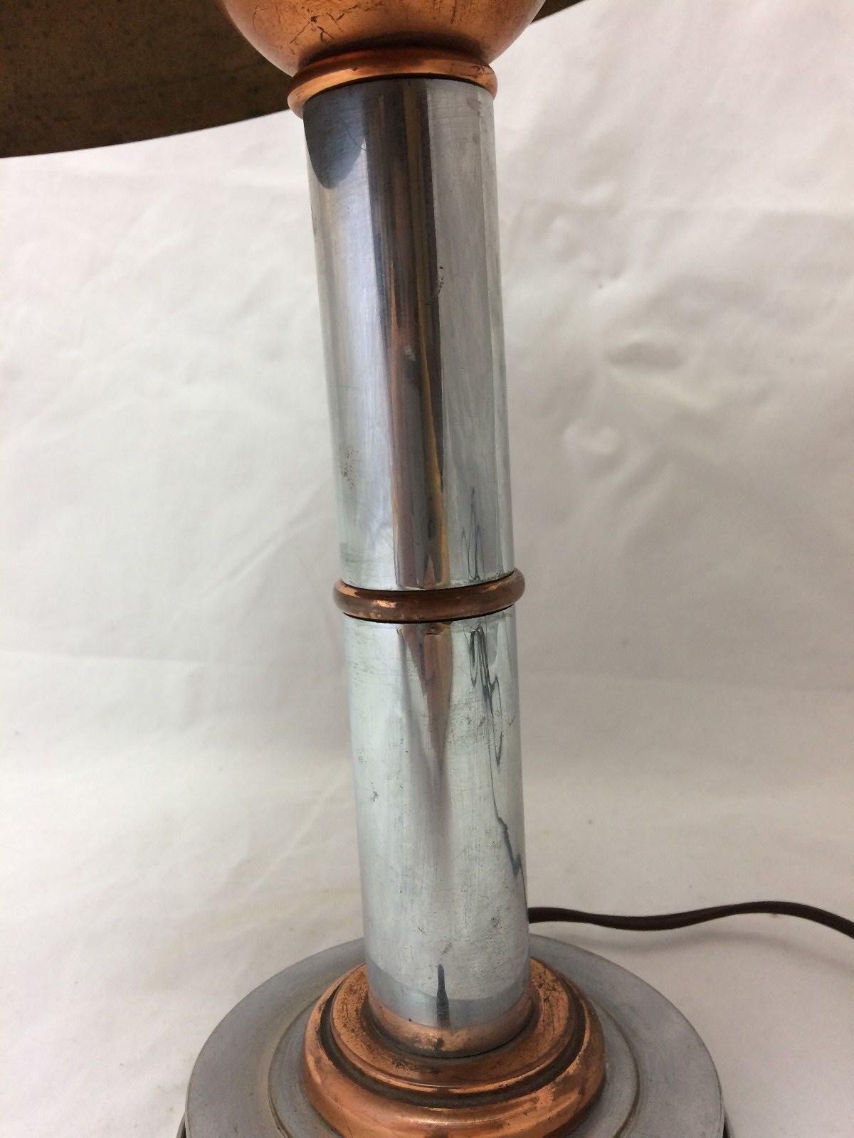 Lampe en chrome 1930 double patine art deco metal doré et cuivre