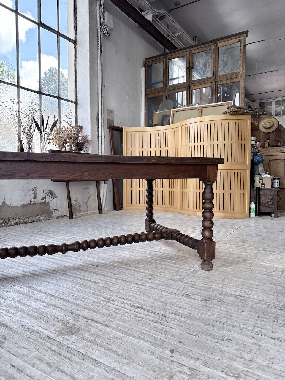 Solid oak table 1900 drapery style XL 280cm with extensions