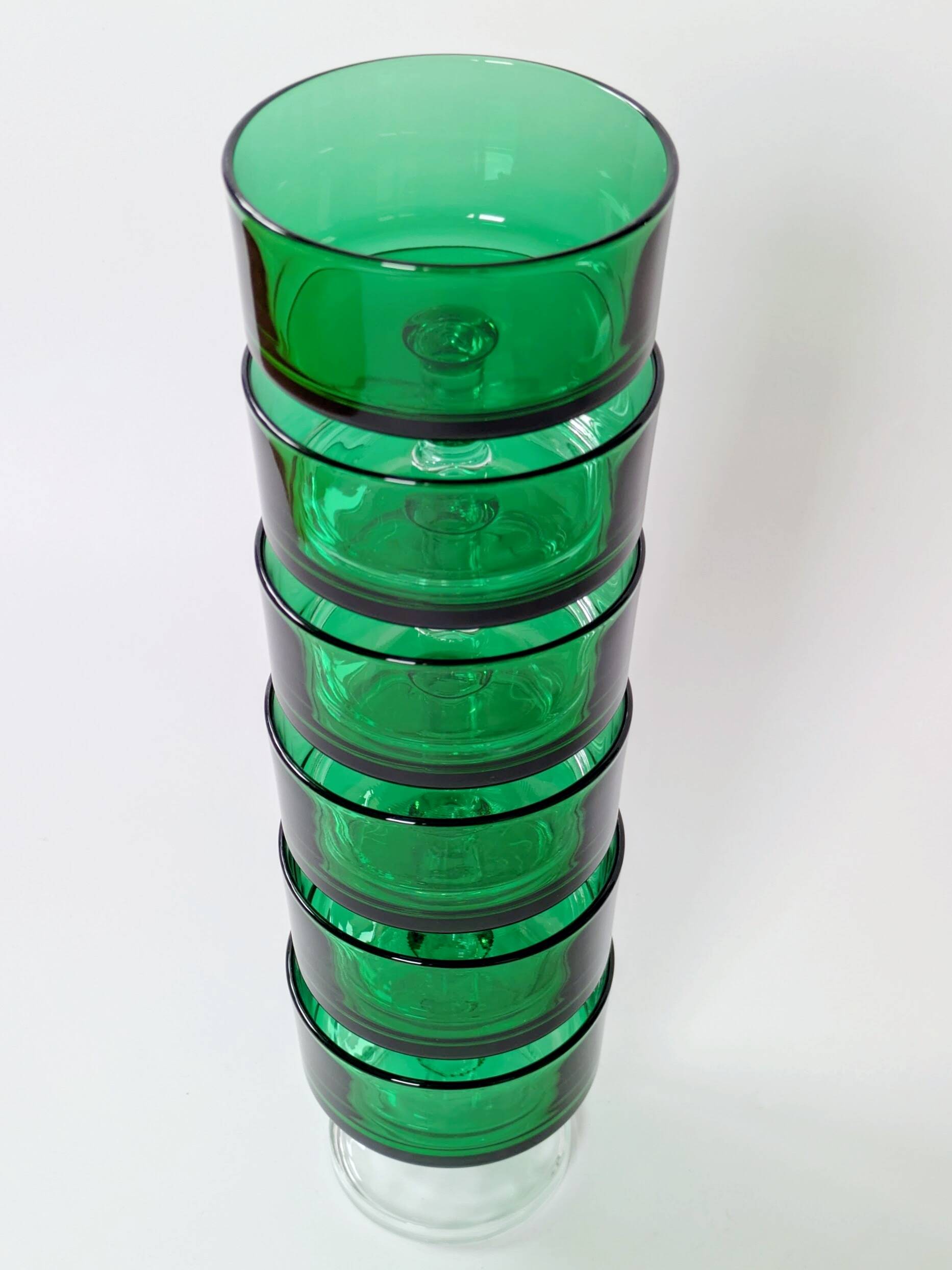 Lot de 6 coupes Luminarc vintage de couleur verte