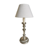 Candle holder in silver bronze, Louis XVI style, mounted in lamp