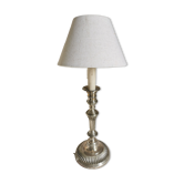 Candle holder in silver bronze, Louis XVI style, mounted in lamp