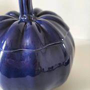 Large vintage soup tureen in glazed ultramarine ceramic