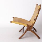 1 of 2 Børge Mogensen Folding Chair – 1950s Teak & Leather – Danish