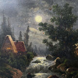 Painting j. sander alias johann jungblut (1860-1912) landscape in the moonlight