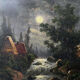 Painting j. sander alias johann jungblut (1860-1912) landscape in the moonlight
