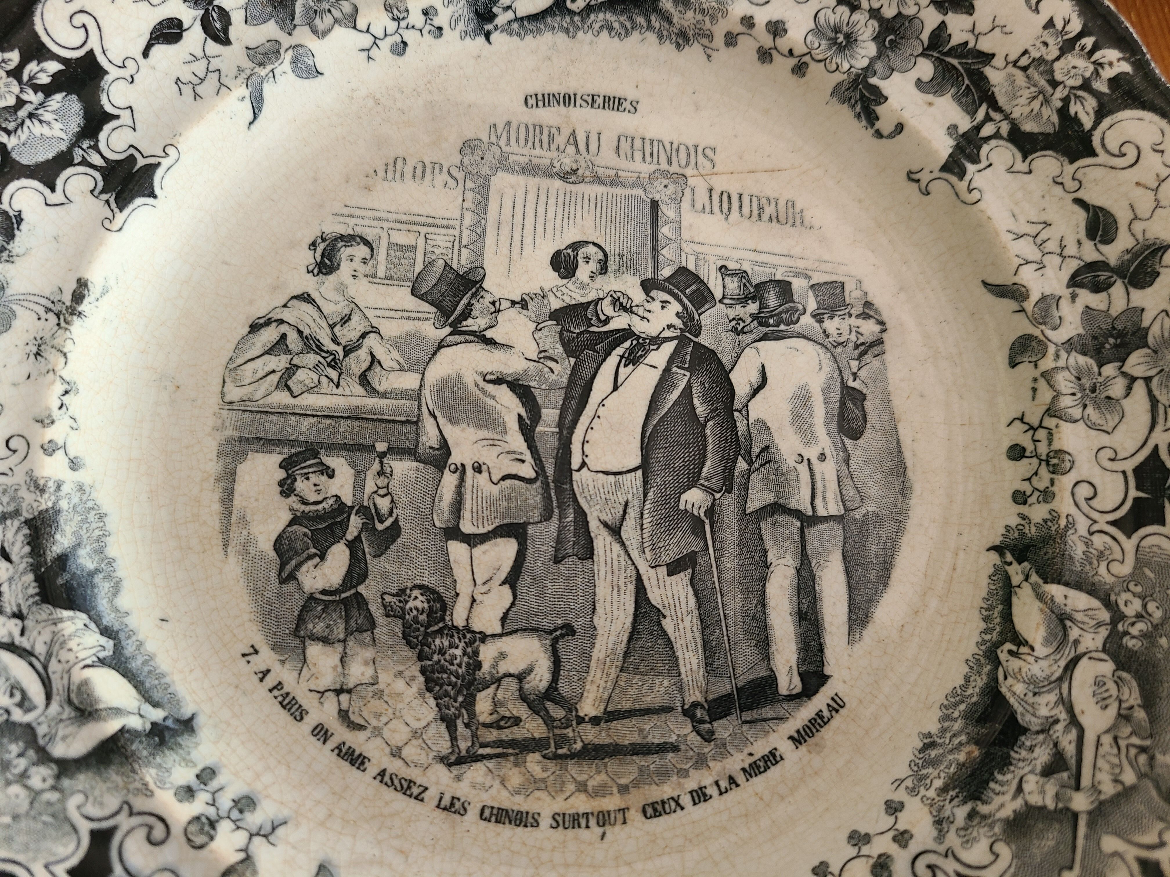 5 talking plates Choisy Le Roi XIXth series "Chinoiseries"