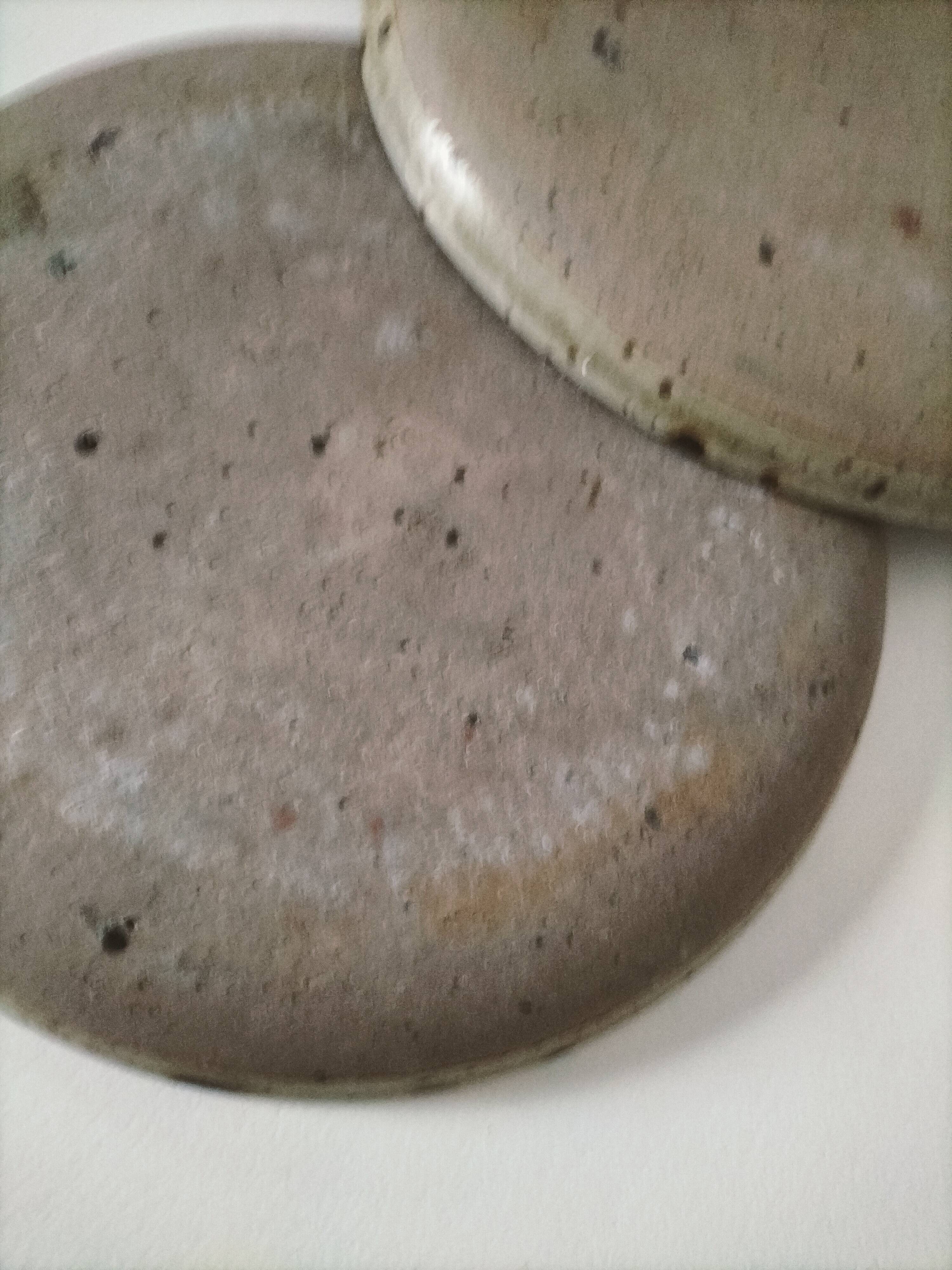 Set of two pyrite stoneware plates - natural mineral tones