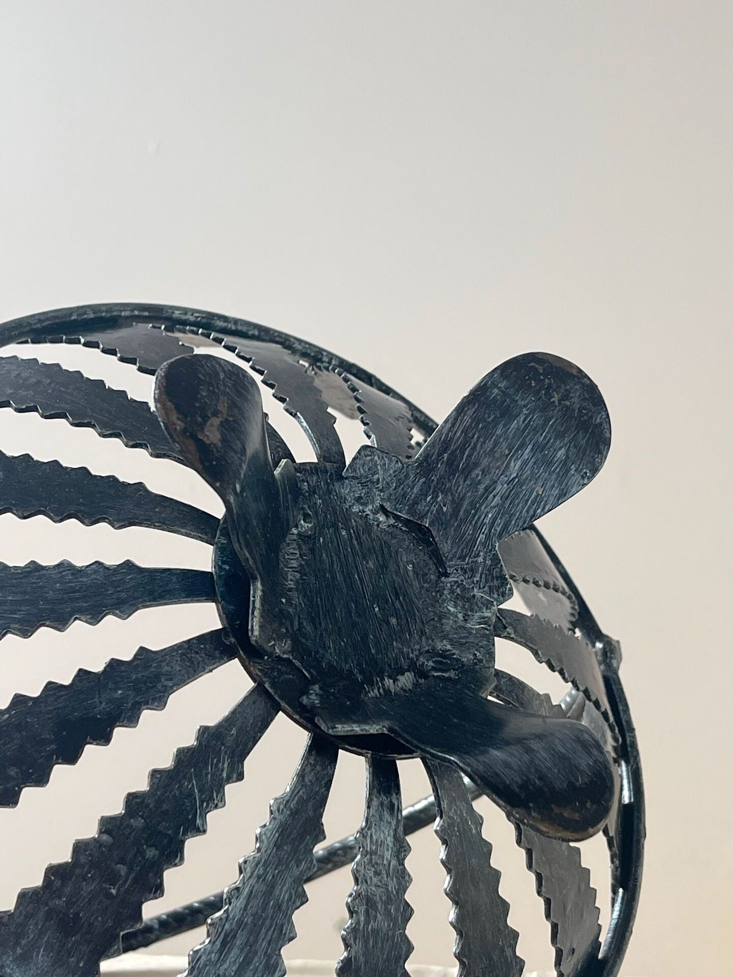 Brutalist wrought iron basket from the 1960s.