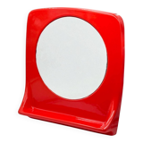 Miroir italien Space Age rouge avec étagère, années 1970