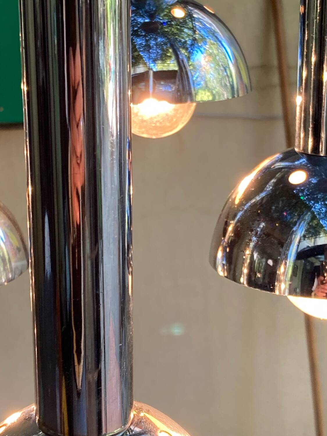 5-light vintage 70s chrome cascade pendant light