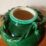 Ball vase with green ceramic string decoration