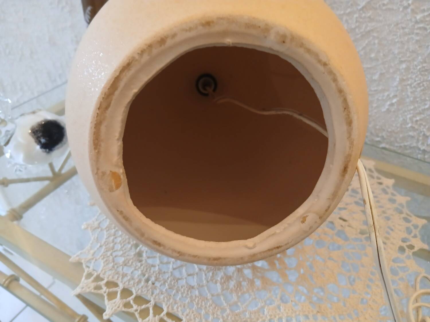 Brussels porcelain lamp ostrich egg