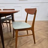 Set of 6 green fabric chairs