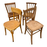 Set of 4 yellow mismatched bistro chairs