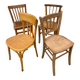 Set of 4 yellow mismatched bistro chairs