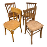 Set de 4 chaises bistrot dépareillées jaunes