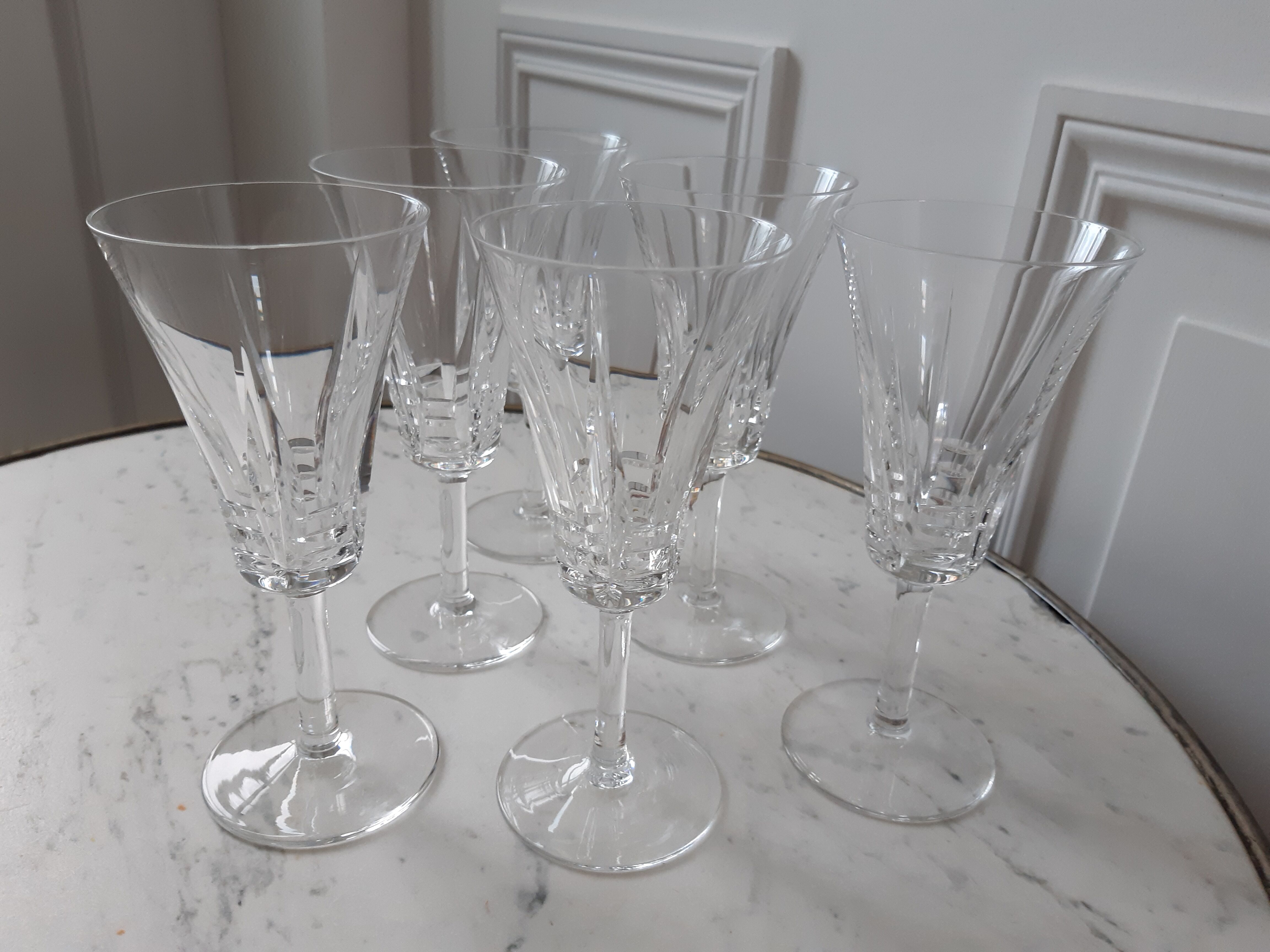 Set of 6 crystal champagne flutes