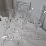Set of 6 crystal champagne flutes