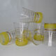 6 old vintage yellow granite glasses 50s