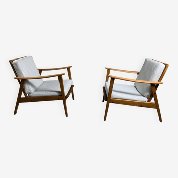 Paire de chaises longues scandinaves des années 1960