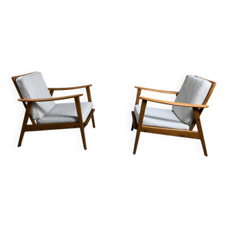 Paire de chaises longues scandinaves des années 1960