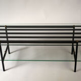 Coffee table in grooved glass and metal