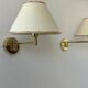 Vintage adjustable wall lamp, brass and beige fabric, France 1970