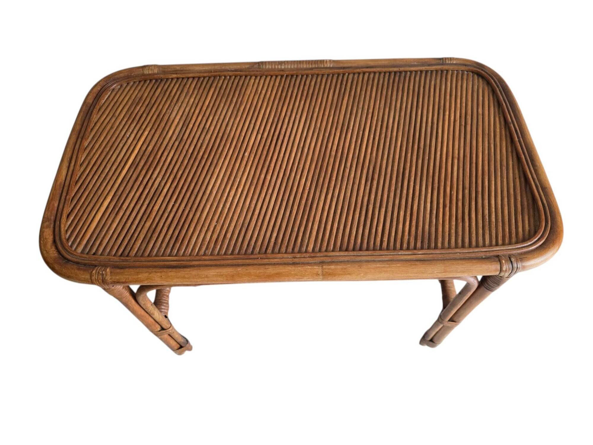 Vintage coffee table in rattan and cane – 1960s/70s