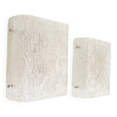 XL pair of vintage 70s 'ice glass' wall lamps by Kaiser Leuchten