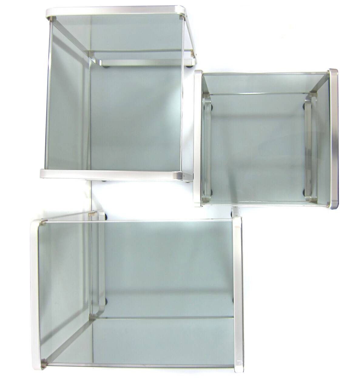 3 Seventies aluminium glass nesting tables