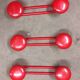 Set of 4 red metal coat hooks