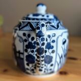 Teapot Sugar Bowl Creamer Japanese Porcelain Asian Blue White Floral Geisha