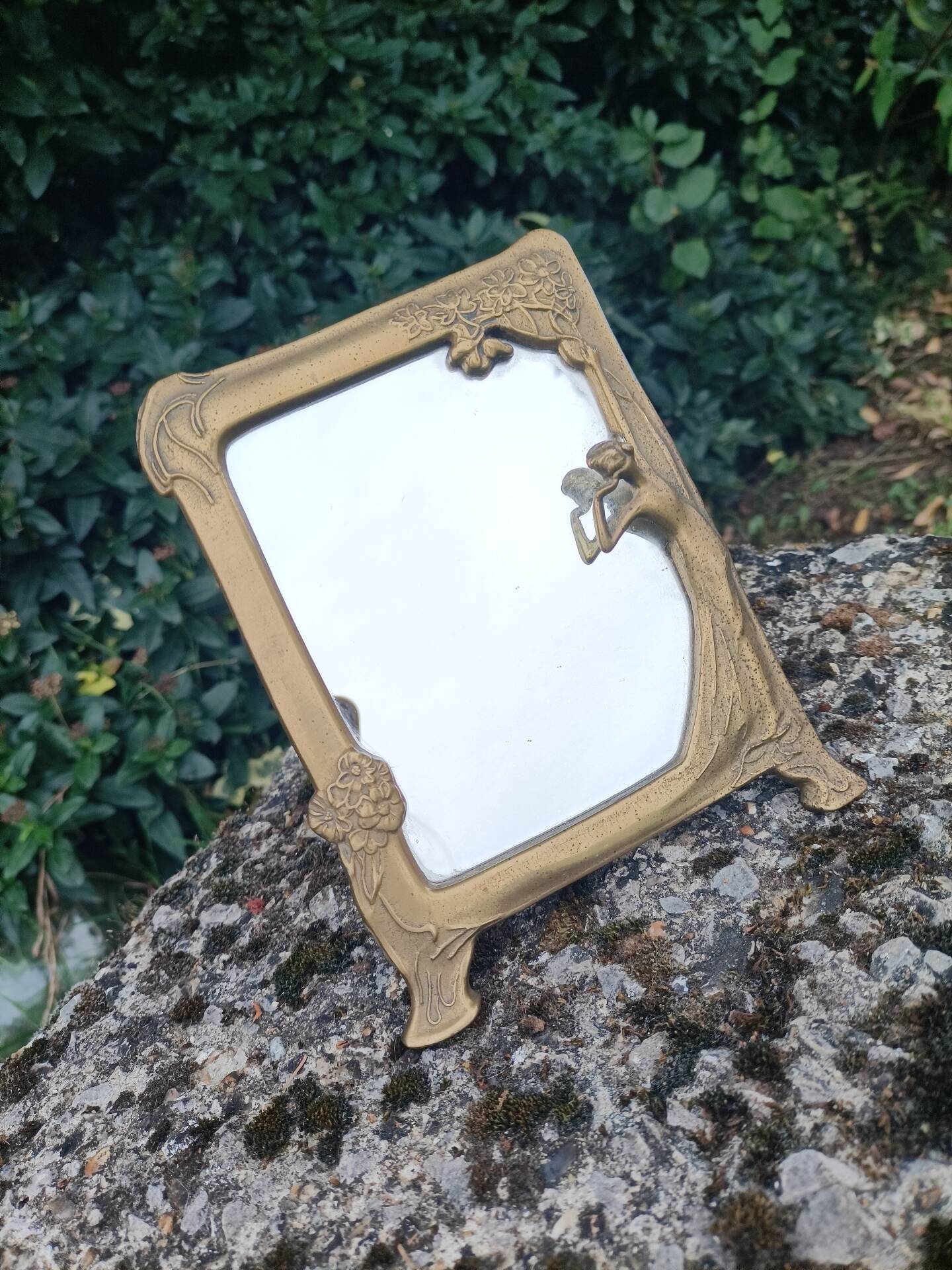 Brass retro mirror The Lady of the Lake